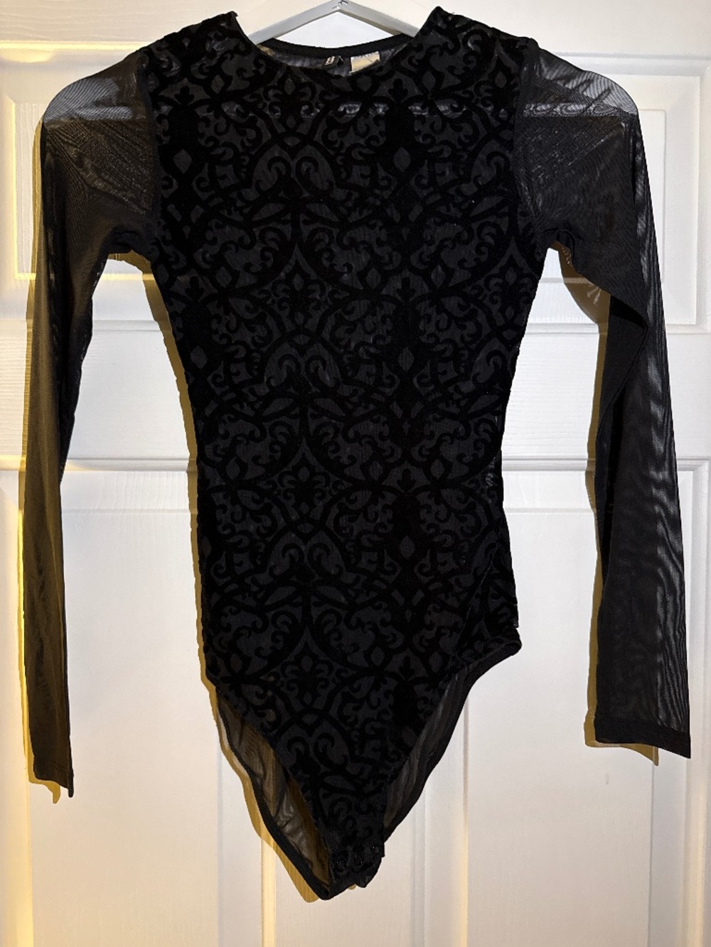 Black Velvet Print Bodysuit